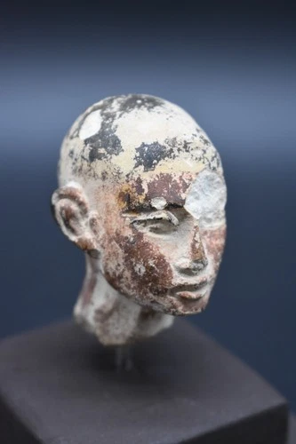 Ancient Egyptian sandstone head, 1st millennium BC - mounted on modern base