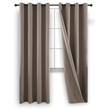 100 Blackout Linen Curtains, 96 Inches Long 2 Panels , Thermal Insulated Bu...