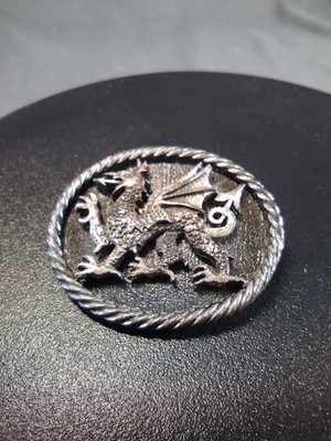 Vintage Welsh Dragon Brooch Pin Wales Dragon Heraldry, Sigil, LARP, Cos Play