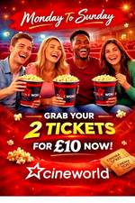 2 x Cineworld Cinema Ticket Valid: EVERYDAY ~ FAST DELIVERY ~ Read Description