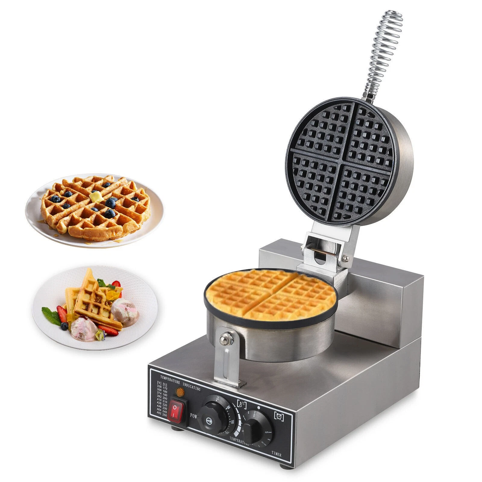 Stainless Steel Commercial Waffle Maker, Round Non-stick Waffle Iron Maker
Opens in a new window or