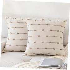 Boho Throw Pillow Covers 18x18 Set of 2 18" x 18" Pack of 2 Beige and Khaki