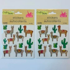 CRAFTER'S SQUARE Paper Crafts Puffy Stickers Llama Theme 2 pack NEW