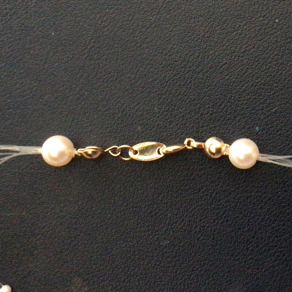 YR Imitation Pearl Floating Illusion Necklace | 16” Multi-Stringed ...