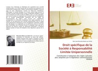Droit SpéCifique De La SociéTé à Responsabilité LimitéE Unipersonnelle Yahve