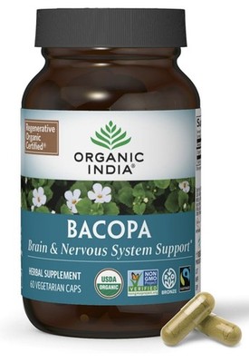 ORGANIC INDIA BACOPA BRAIN/NERVOUS SYSTEM SUPPORT 60 VEGETARIAN CAPS