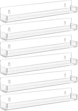 6 Pack Clear Nail Polish Rack Wall Mounted,15 Inch Invisible Acrylic Floating Bo