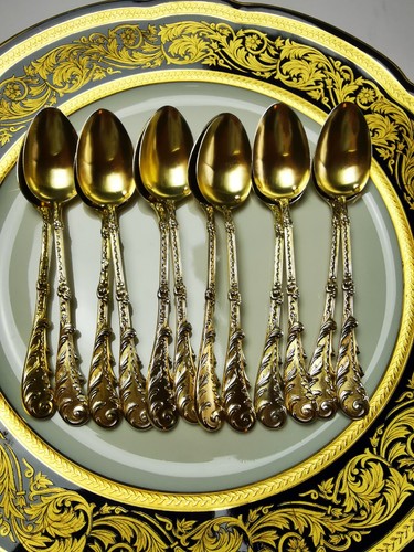 ROUSSEL - 12 Kaffeelöffel aus Vermeil Minerva - Bild 1 von 8