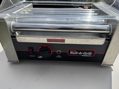 Nemco 8010 Commercial Hot Dog Roller Grill w/ Sneeze Guard – 10 Dog Capacity