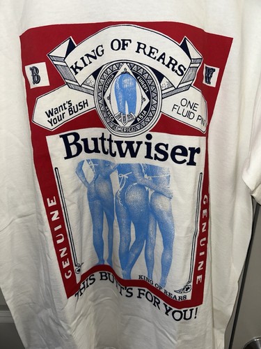 Vintage King of Rears Buttweiser Budweiser Parody T Shirt Size Large Beer - Picture 2 of 3