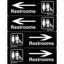 Chinco 4 Pieces Restroom Sign with Arrow 9 x 3 Inch Acrylic Unisex Bathroom T...