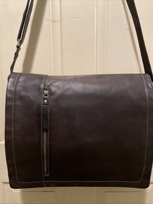 Visconti Dk Brown Leather 5 Compartment Messenger Bag