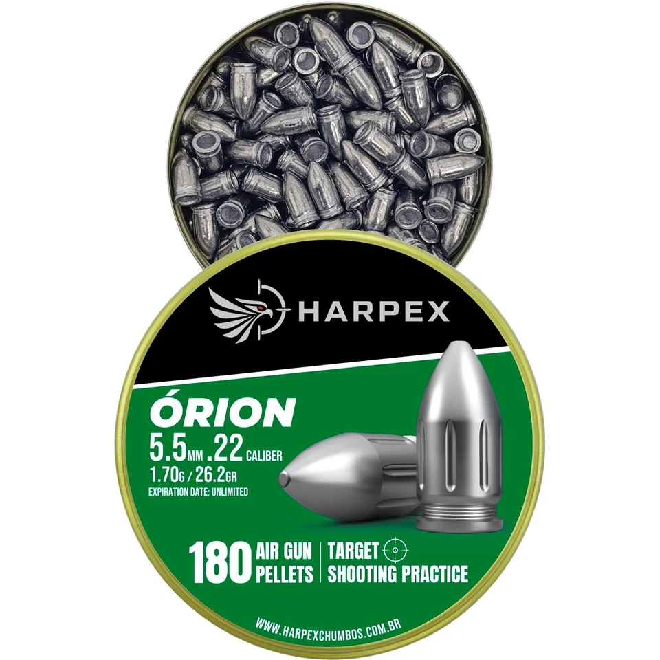 Pelotas Harpex Orion Airgun calibre 5,5 mm/0,22 - 26,2 gr/1,70 g - Impacto 180 ct - Imagem 2 de 4