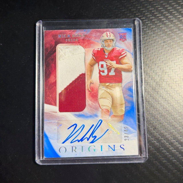 Panini 2019 Origins Nick Bosa 49ers RPA RC #118 Blue Auto Patch /49