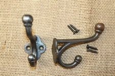 2-Small Utility Wall Hooks,DOUBLE ACORN Hooks,Bath Decor,Country Decor