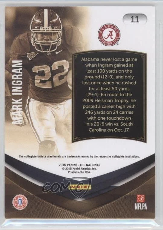 2015 Panini National Convention Collegiate Legends Thick Stock Mark Ingram #11 - Image 2 of 2