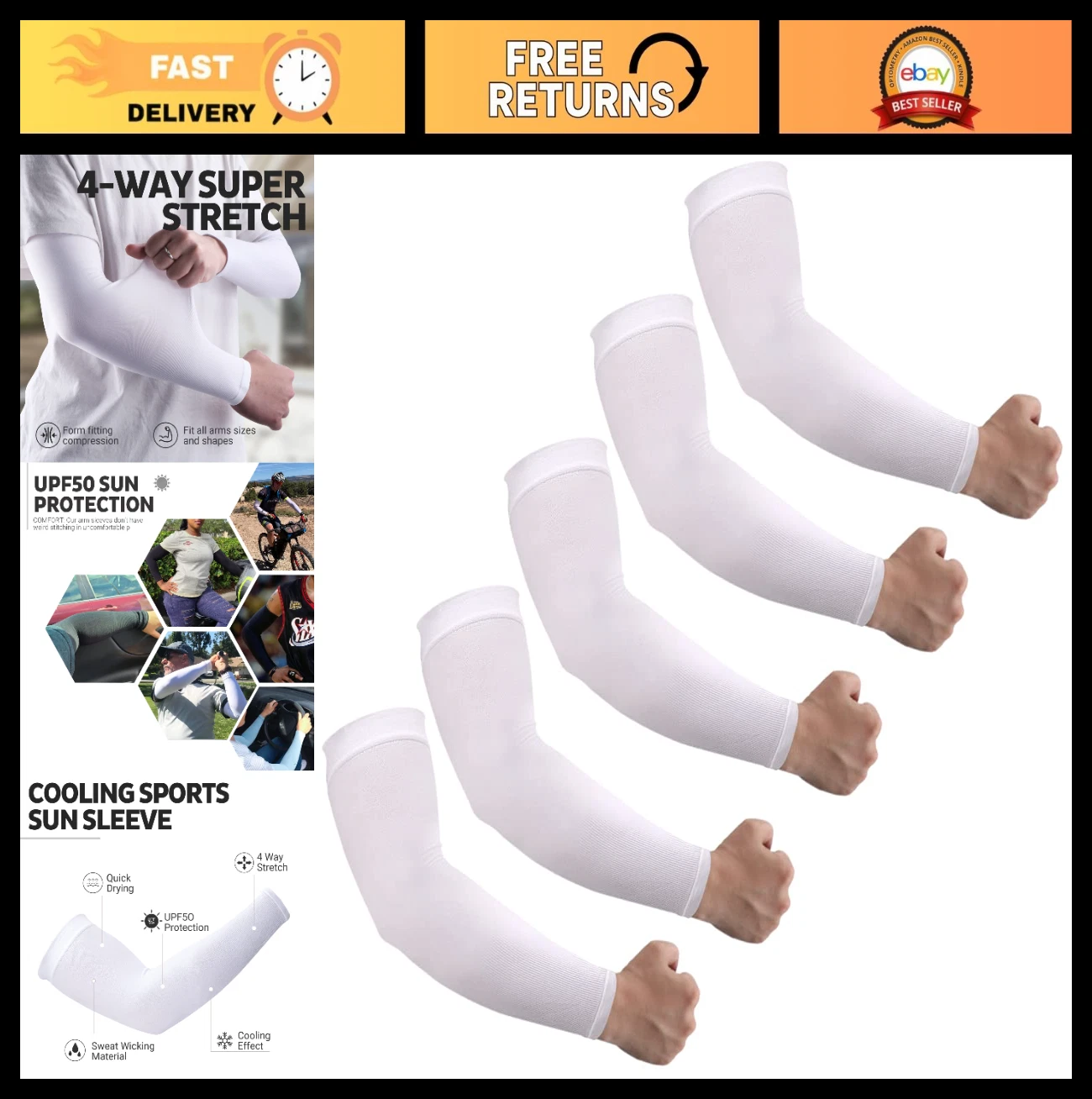 UV Sun Protection Arm Sleeves - Tattoo Cover Up - UPF 50 Cooling for Golf & Cycl
Opens in a new wind