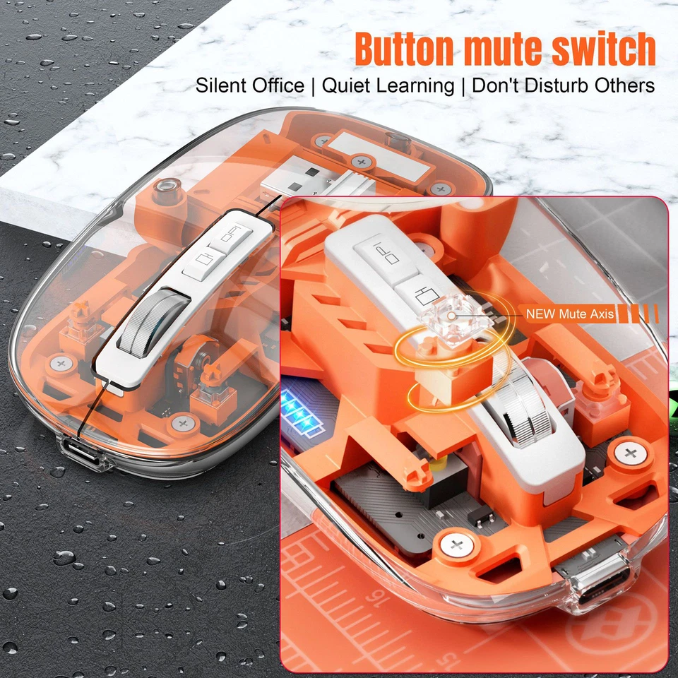 New Transparent Wireless Mouse 2.4G Silent Charging Power Display with Rgb Light - Image 3 of 4