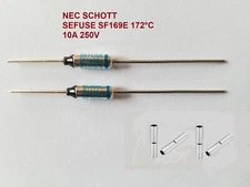 Thermal Fuse Cutoff SEFUSE SF169E 172°C 10A 250V (Pack of 2) w/4 Butt Connectors