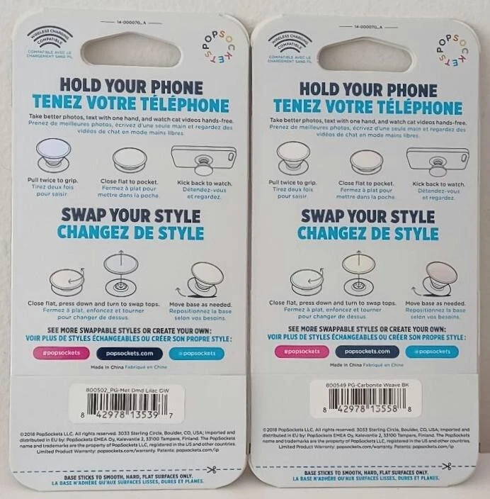 2 POPSOCKETS PREMIUM SWAPPABLE POPGRIP PHONE STAND LILAC CARBONITE WEAVE NEW! - Image 2 of 2