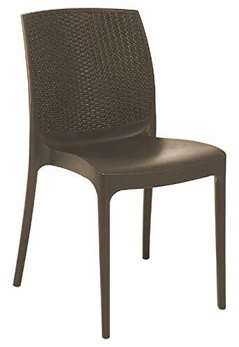 Silla de comedor apilable de patio de ratán - de Italia - individual, 4 colores, asiento liso Foto 3 de 4