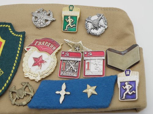 Vintage Russian Soviet Military Pilotka Cap Hat 19 Pins And 3 Patches - Picture 7 of 10