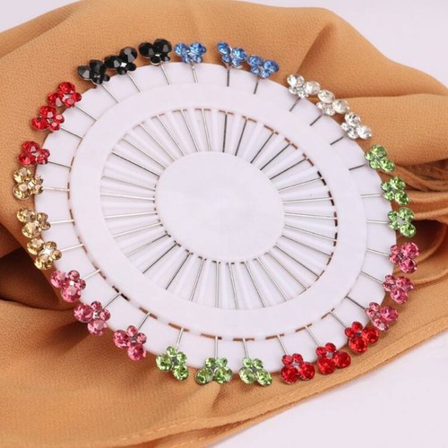 30pcs Shambala Crystal Diamante Hijab Scarf Brooch Wheel Long Pins Sewing Snag - Picture 9 of 59