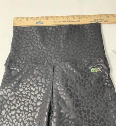 NWT Women’s Black Faux Leather Croc Leggings With Crocodile Logo Size Medium - Picture 4 of 7
