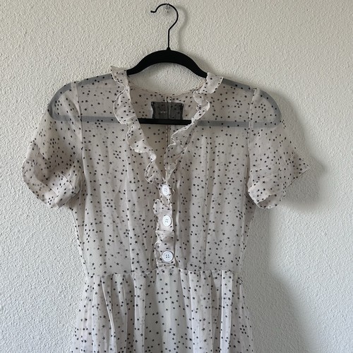 Reformation Damen Midi Kleid 2 cremeweiß Stern Druck durchsichtig obere Taschen - Bild 3 von 15