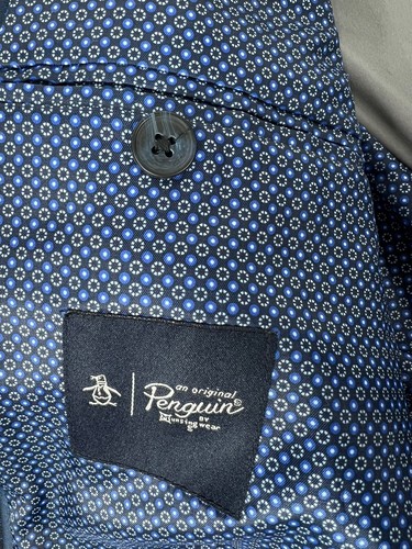Original Penguin Blazer Size 40 Blue Birdseye Wool 40R Plaid Windowpane Summer - Picture 15 of 24