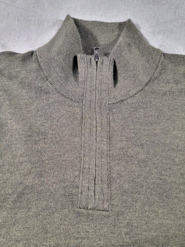 Banana Republic Sweater Medium Gray 1/4 Zip Merino Wool Pullover Casual Business - Picture 2 of 7