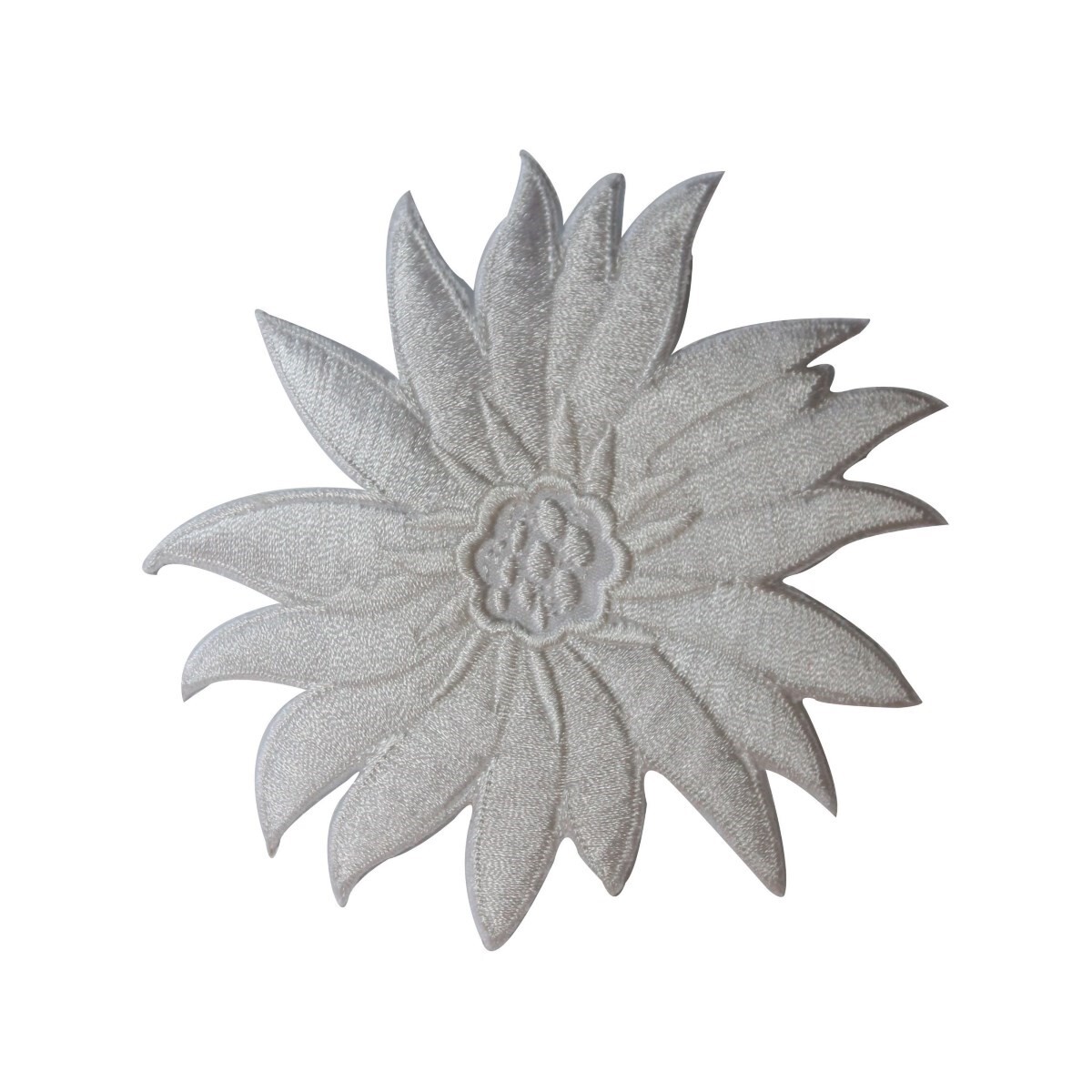 ID 6768 White Flower Blossom Patch Head Symbol Craft Embroidered