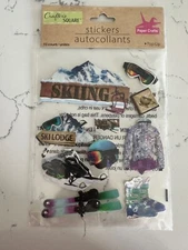 Crafter's Square 3-D Dimensional Skiing Lodge Coat Skies Boots Snow Scrapbooking