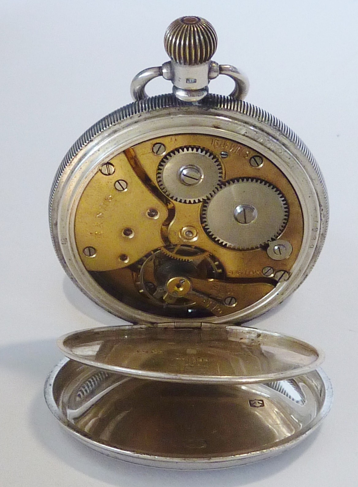 ANTIQUE STERLING SILVER case B'ham 1927 RAND hunter POCKET watch repair