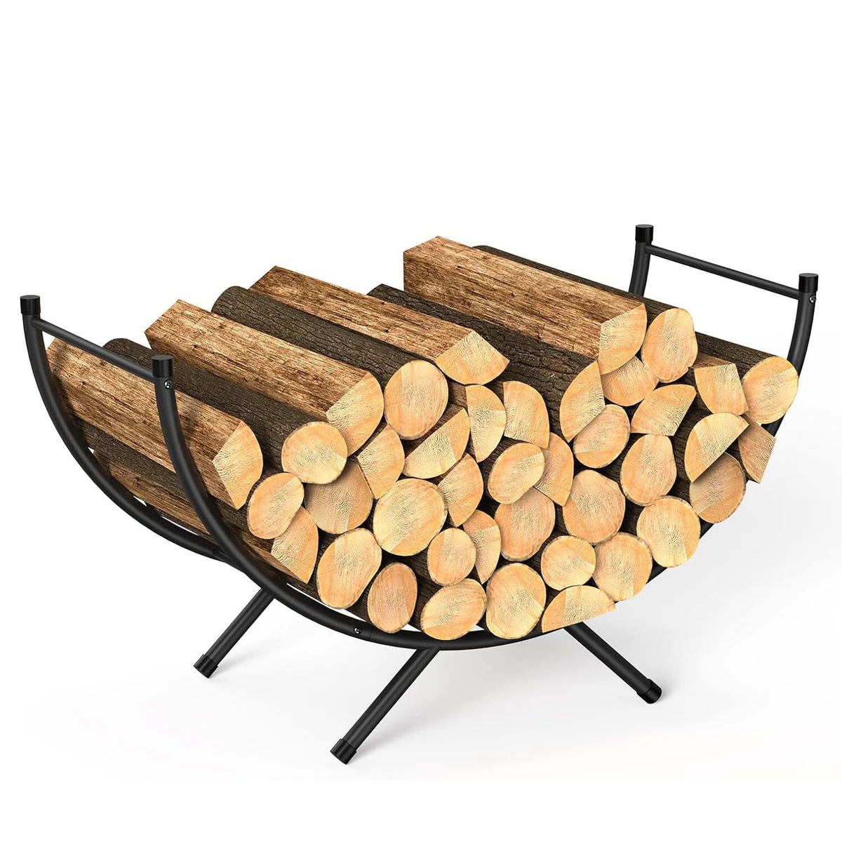 Heavy Duty Curved Firewood Storage Rack Fireplace Log Holder