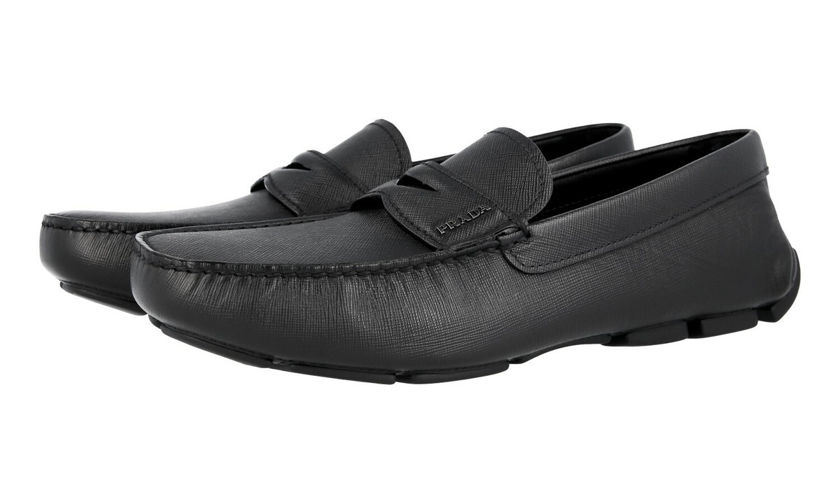 Prada Mens Penny LoafersUS12 UK11 Black Leather Slip On Casual Shoes Moccasins Prada Men main image 4