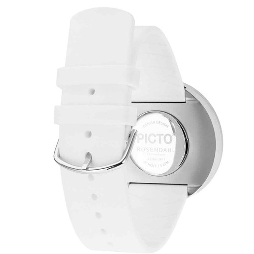 Reloj de acero Picto 43364-0220S mediano con esfera blanca correa de silicona blanca - Imagen 4 de 4