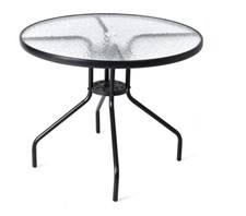 Gartentisch Bistrotisch Balkontisch Glastisch rund 90x70 cm Beistelltisch