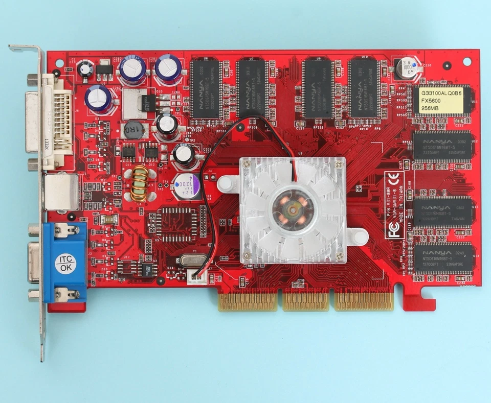 NVidia GeForce FX5600 8X 256MB DDR AGP Video Card DVI/VGA/TV *RECAPPED &NEW FAN* - Image 2 of 4