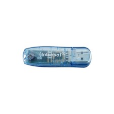 Image of Intenso 3502450 4GB Rainbow USB 2.0 Flash Drive - Transparent Blue 4GB Blue