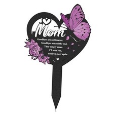 Butterfly Memorial Grave Stakes - 1 Pcs Metal Heart Cemetery Markers Mother