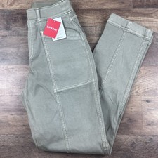 NWT Spanx 20399Q Stretch Twill Straight Leg Pant Olive Oil XS