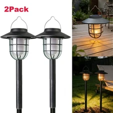 2x Solar Hanging/Ground Garden Torch Flame Lights Outdoor Lawn Landscape Lamp