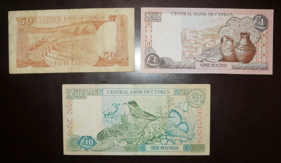 Cyprus 50 cents  1 10 Lira 1988-2001 3 pcs - Image 2 of 2