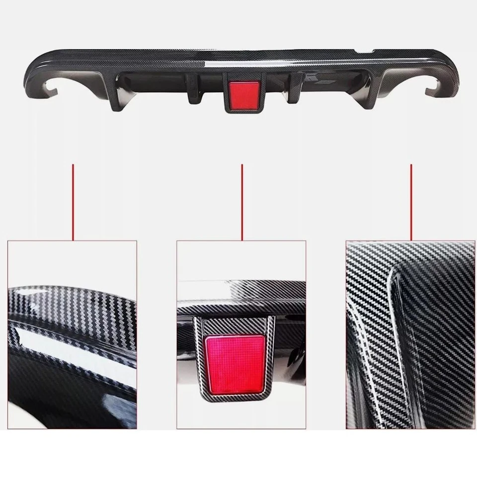 Combo difusor e spoiler para 2014-2017 Infiniti Q50 com luz de freio (fibra de carbono) - Imagem 4 de 4