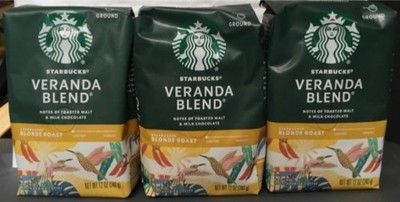 Starbucks Veranda Blend Ground Coffee 3 Packages Blonde Roast