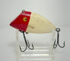 Vintage Pico Perch Wood Fishing Lure Red White Lipless Crankbait