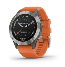 Garmin Fenix 6X Pro Solar, Sapphire, Titanium with Orange Band 010-0xxxx-xx