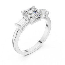 TCW 1.30 Ct Lab Grown Diamond Asscher Women Engagement Ring 14K Gold Over