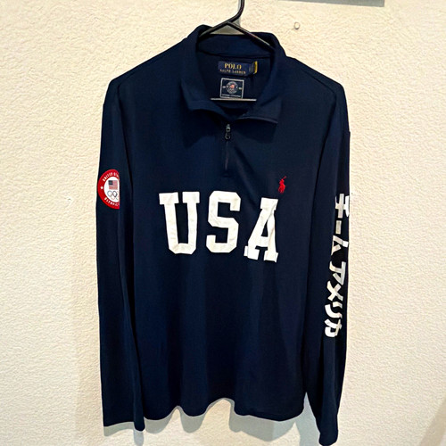Polo Ralph Lauren Team USA Tokyo 2020 1/4 Zip Pullover Blue size L